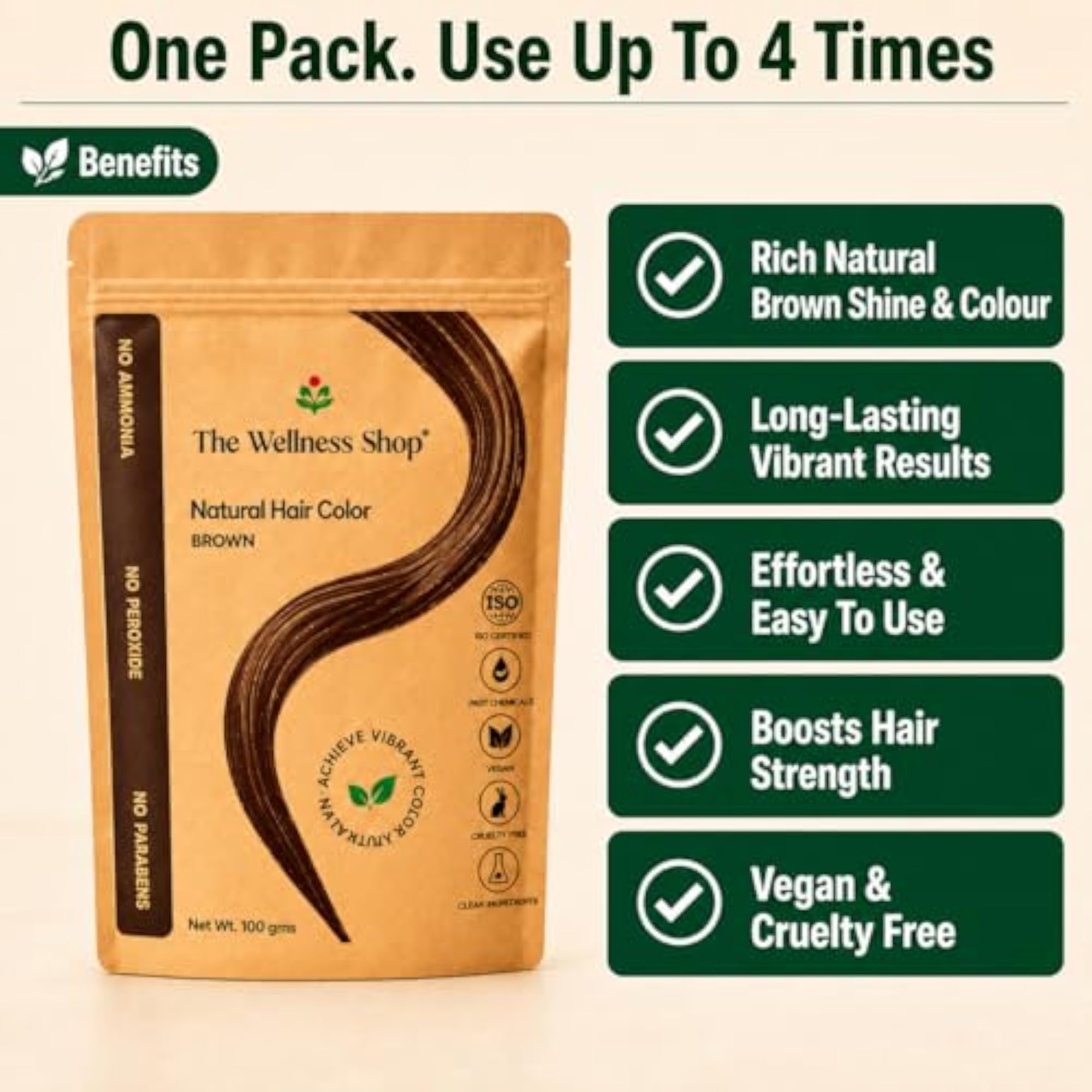 Natural Brown Hair Colour Powder Combo Set